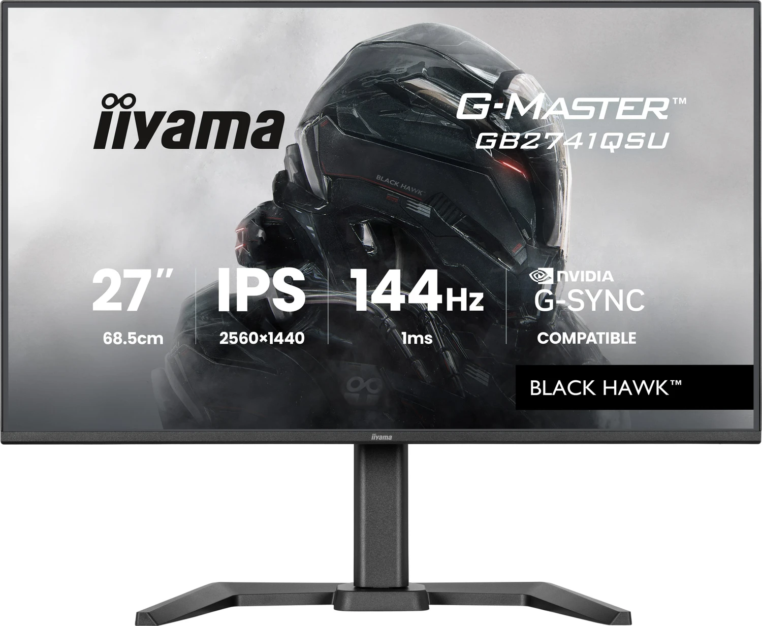 Iiyama G-Master Gb2741qsU-B1 Black Hawk GaminG-Monitor 68.6 Cm (27 Zoll), Schwarz (matt), Qhd, Ips, Hdmi, Dp, G-Sync Komp., UsB-Hub, Höhenverstellung