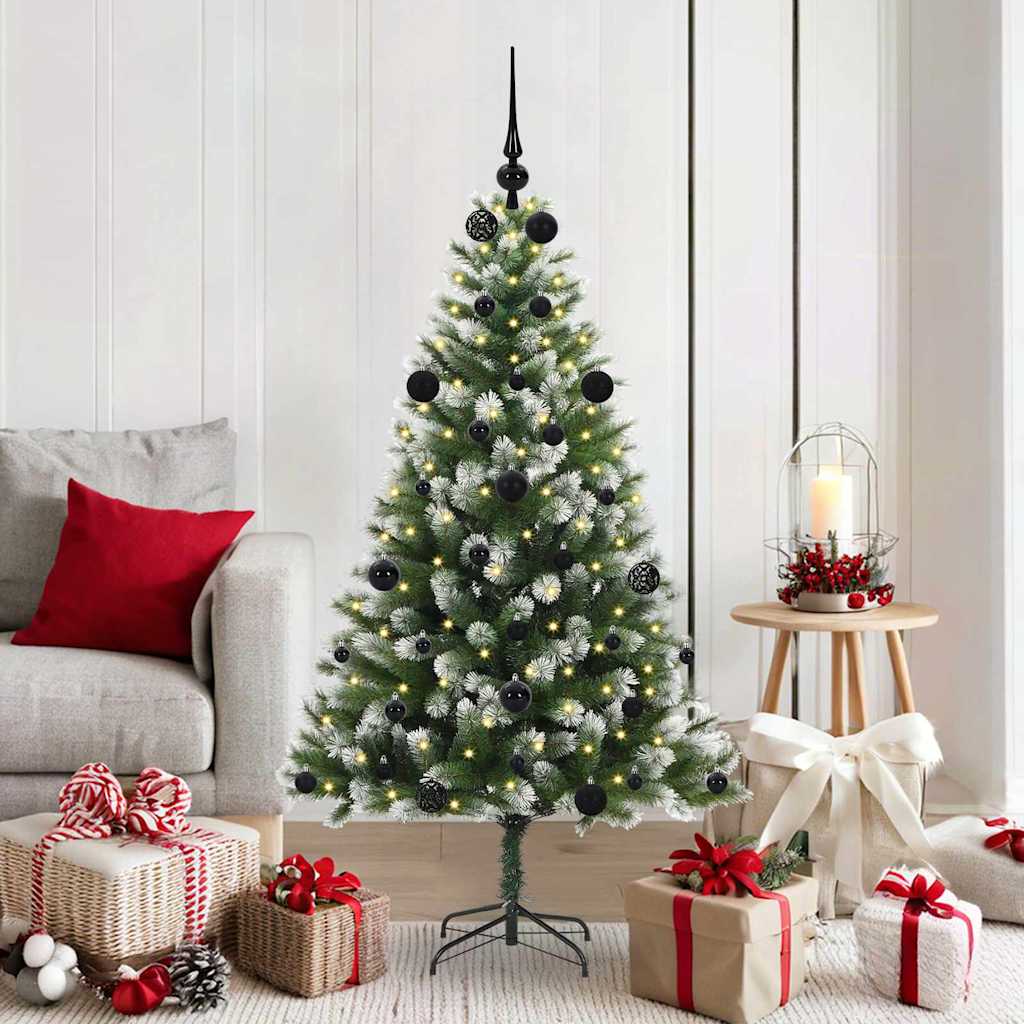 Albero Di Natale Artificiale A Cerniera Con Neve Fioccata