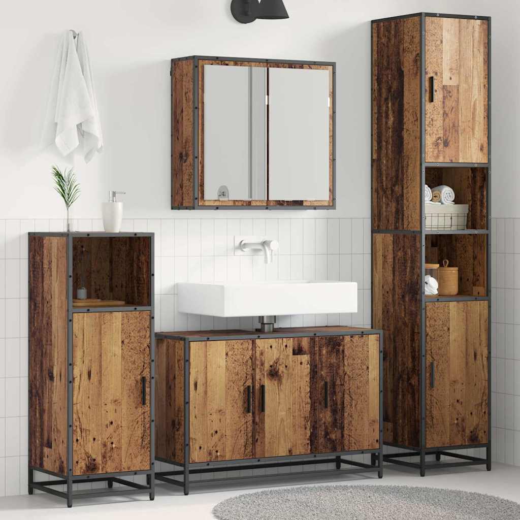 Set Di Mobili Per Il Bagno Con Lo Scaffale 3 Pcs Legno Vecchio