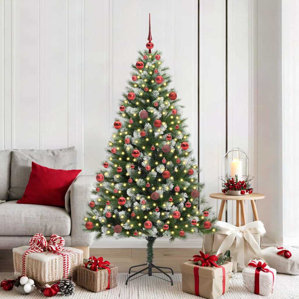 Albero Di Natale Artificiale A Cerniera Con Neve Fioccata