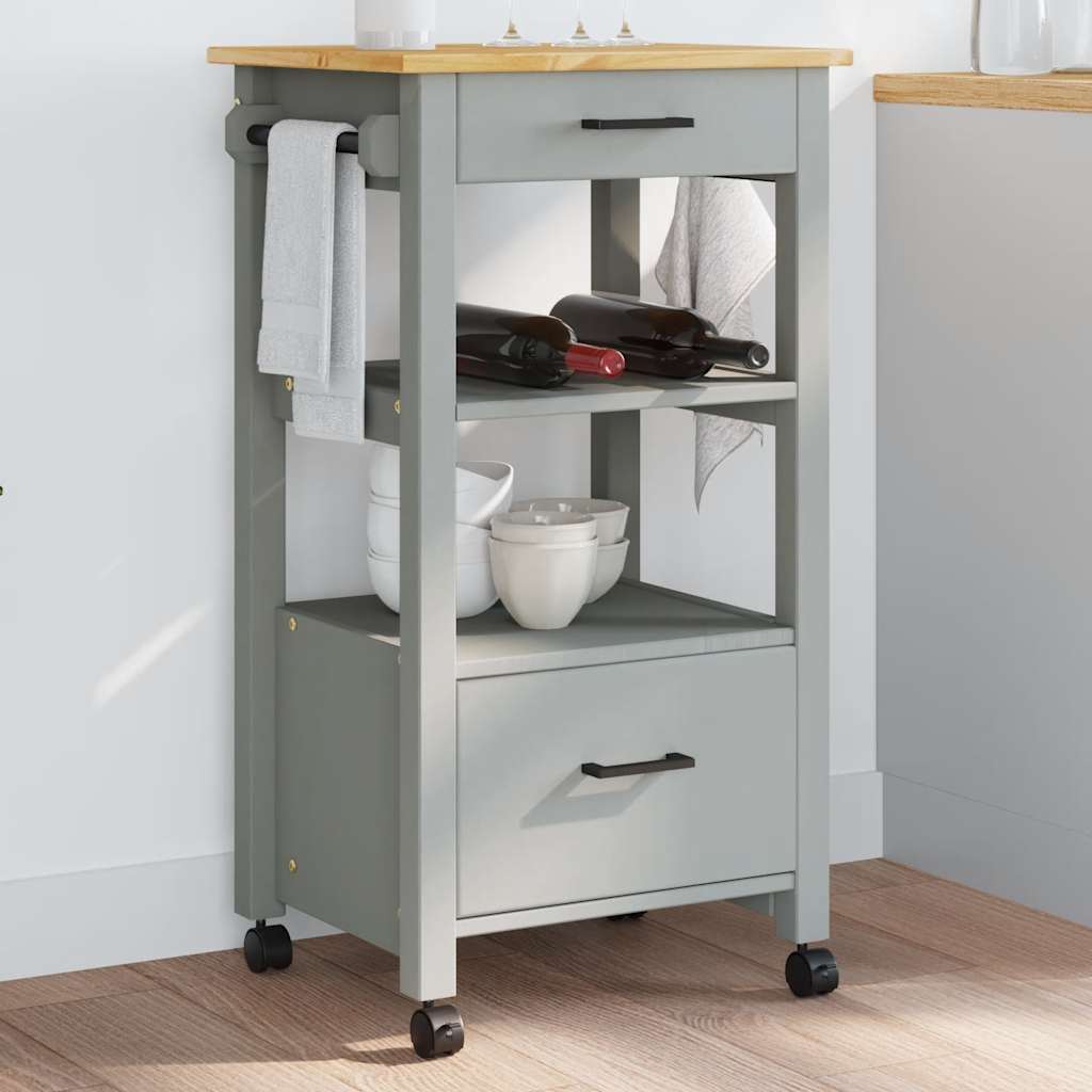Carrello Da Cucina Monza 48x40x88,5 Cm In Legno Massello Di Pino