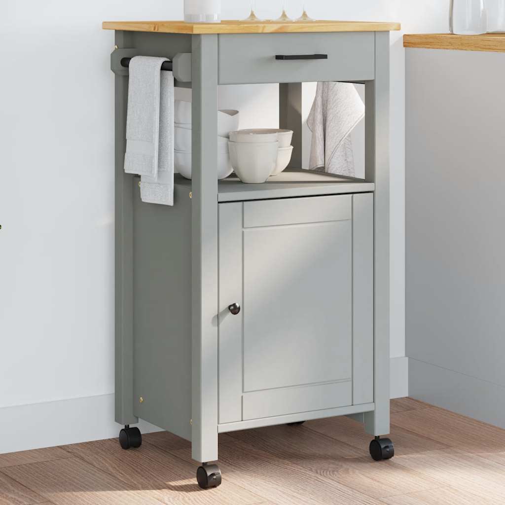 Carrello Da Cucina Monza 48x40x88,5 Cm In Legno Massello Di Pino
