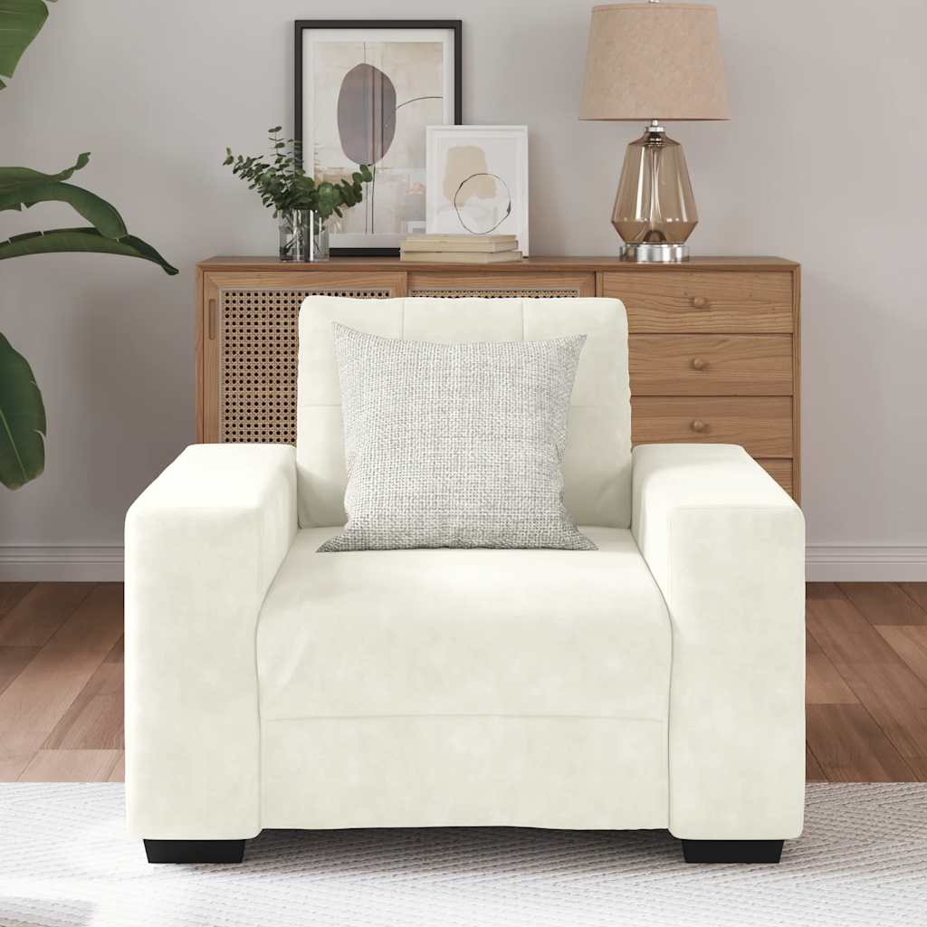 Divano Sedia Crema 60 Cm Velluto - Image 3