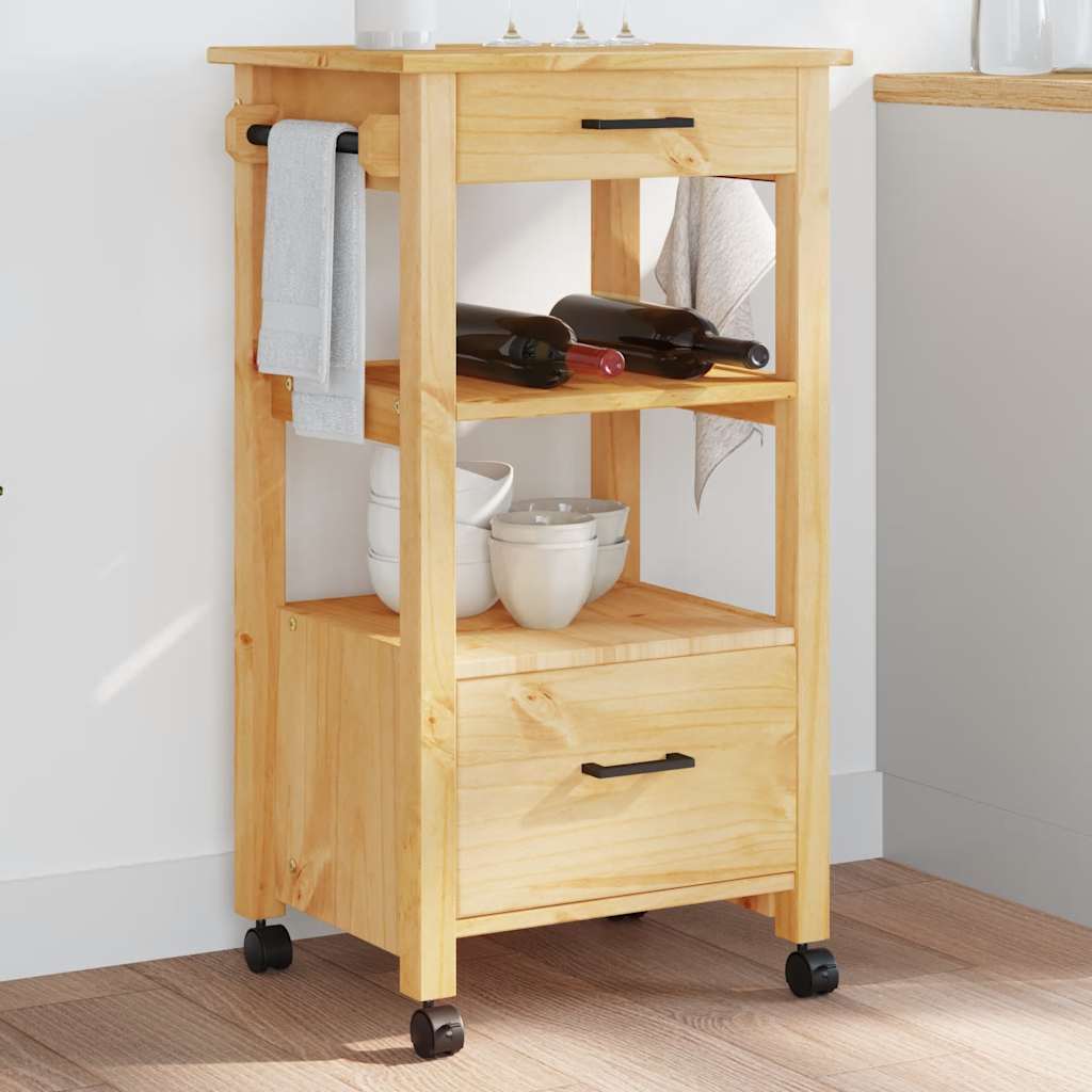 Carrello Da Cucina Monza 48x40x88,5 Cm In Legno Massello Di Pino