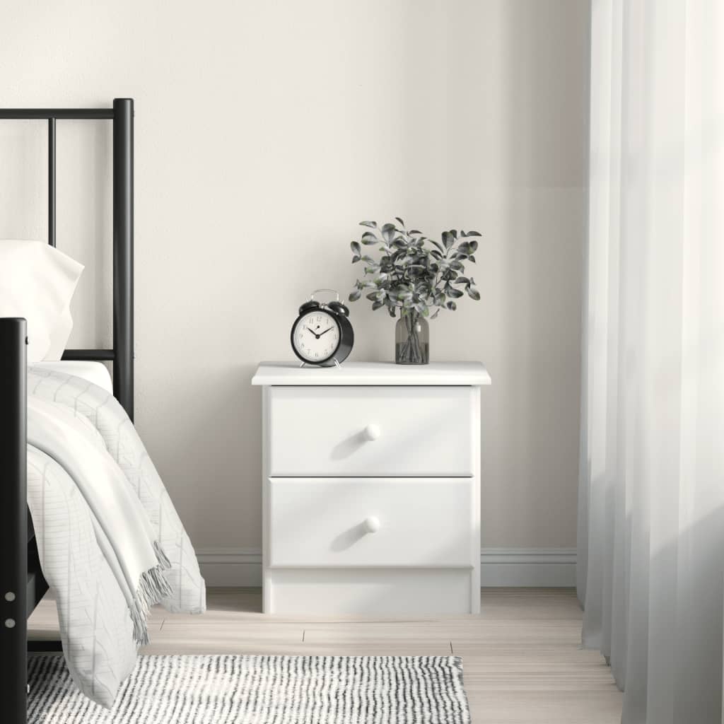Comodino Alta Bianco 41x35x41 Cm In Legno Massello Di Pino