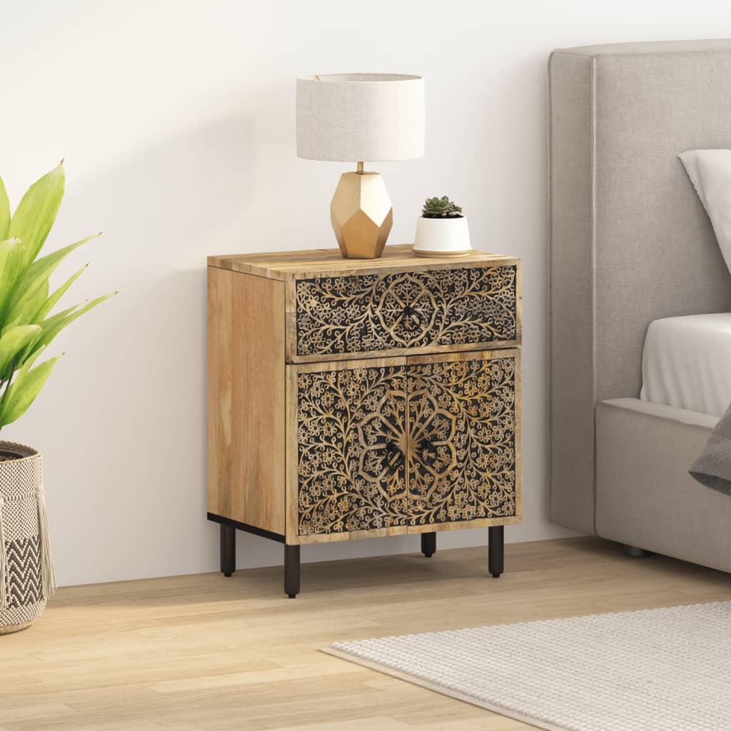 Comodino 50x33x60 Cm In Legno Massello Di Mango