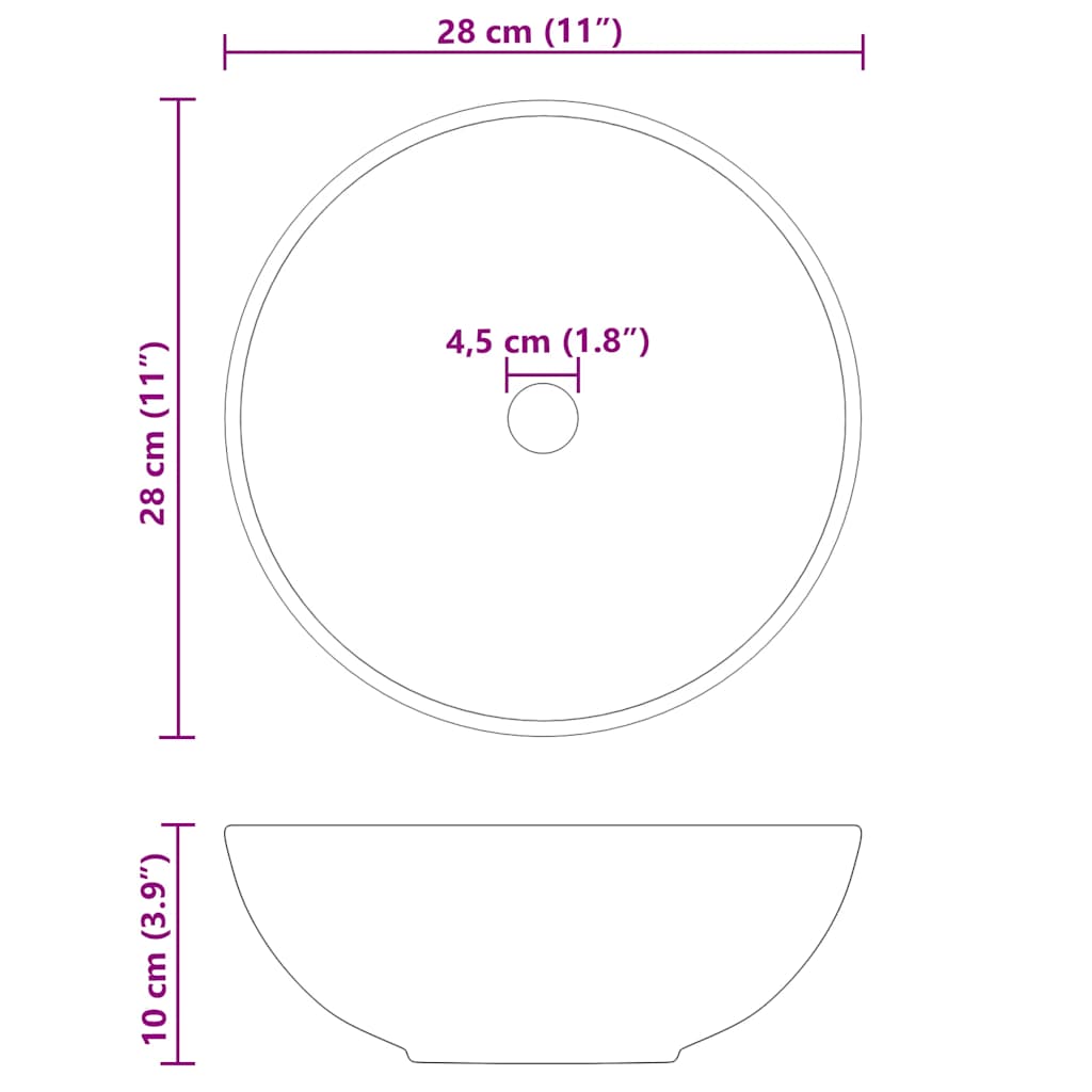Lavandino Ø28x10 Cm In Ceramica Nero Lucido - Image 5