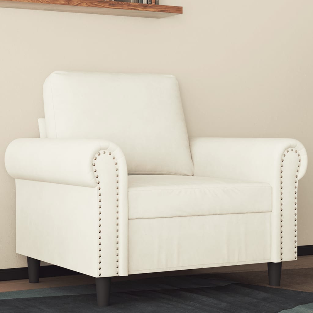 Poltrona Crema 60 Cm Velluto