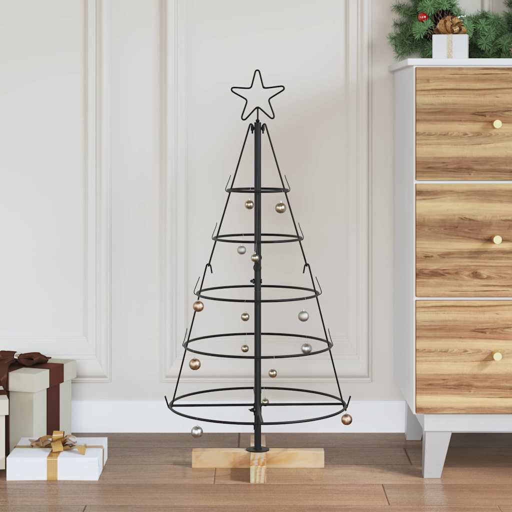 Albero A Cono Di Natale Con Supporto Nero 90 Cm Acciaio
