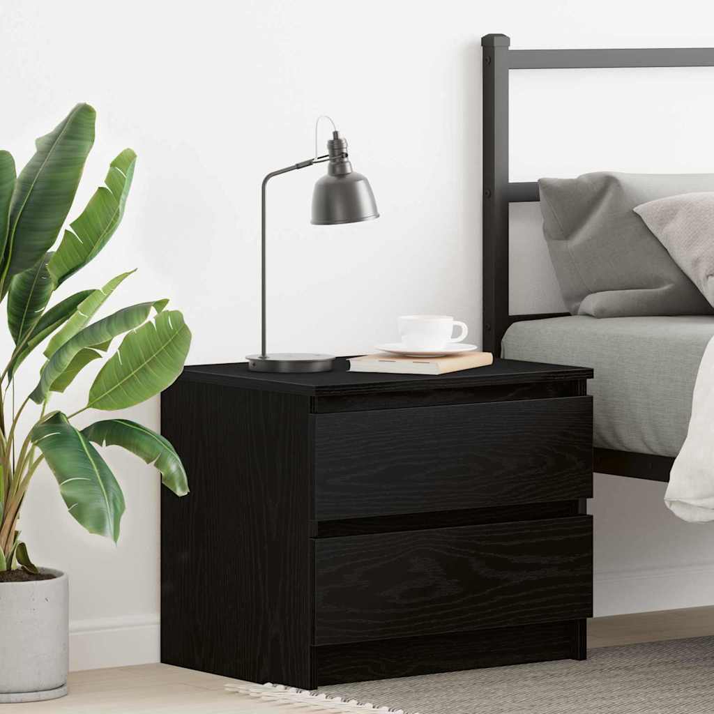 Armadio Da Notte Con Cassetto Rovere Nero 50 X 40 X 43.5 cm