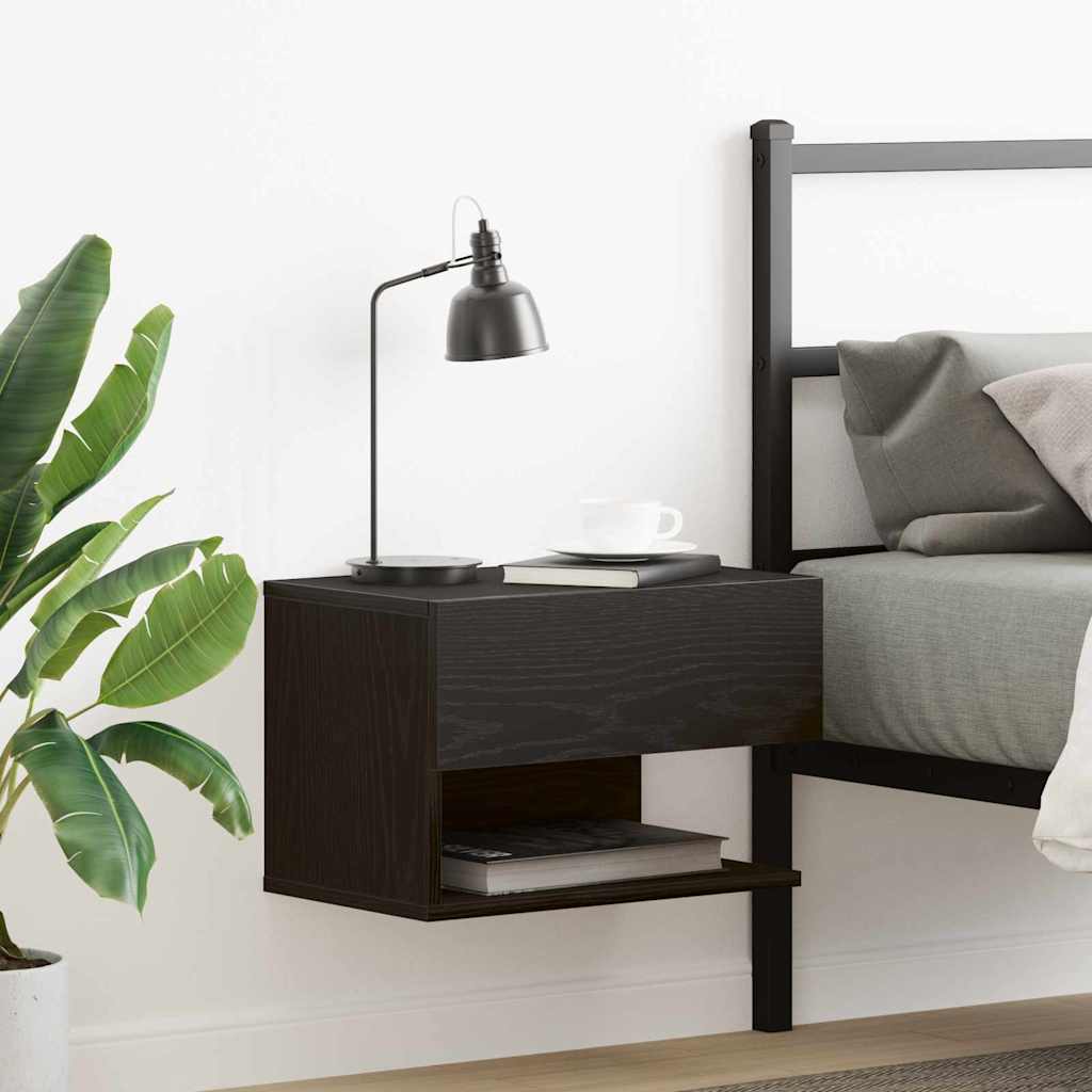 Armadio Da Notte Con Cassetto Rovere Nero 46 X 29.5 X 30 cm