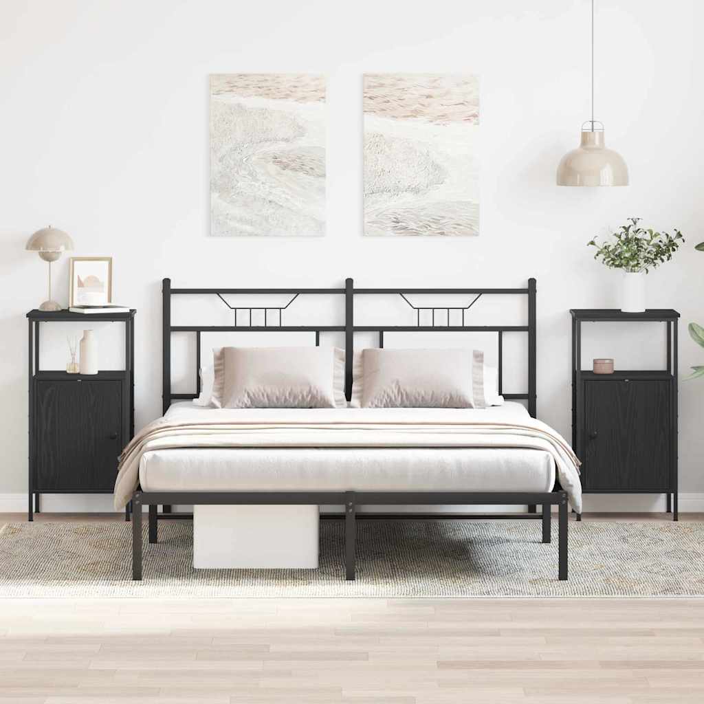 Armadio Da Notte 2 Pcs Rovere Nero 41 X 31 X 80 cm - Image 4