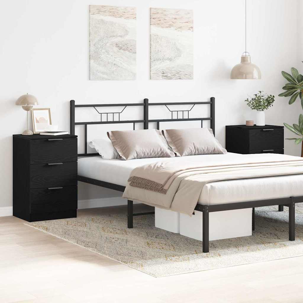 Armadio Da Notte Con Cassetto 2 Pcs Rovere Nero 40 X 65 X 65 cm - Image 4