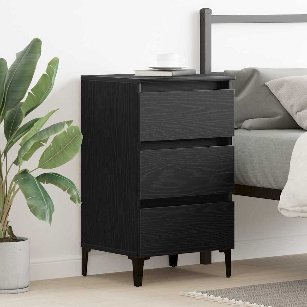 Armadio Da Notte Rovere Nero 40 X 35 X 69 Cm Legno Multistrato