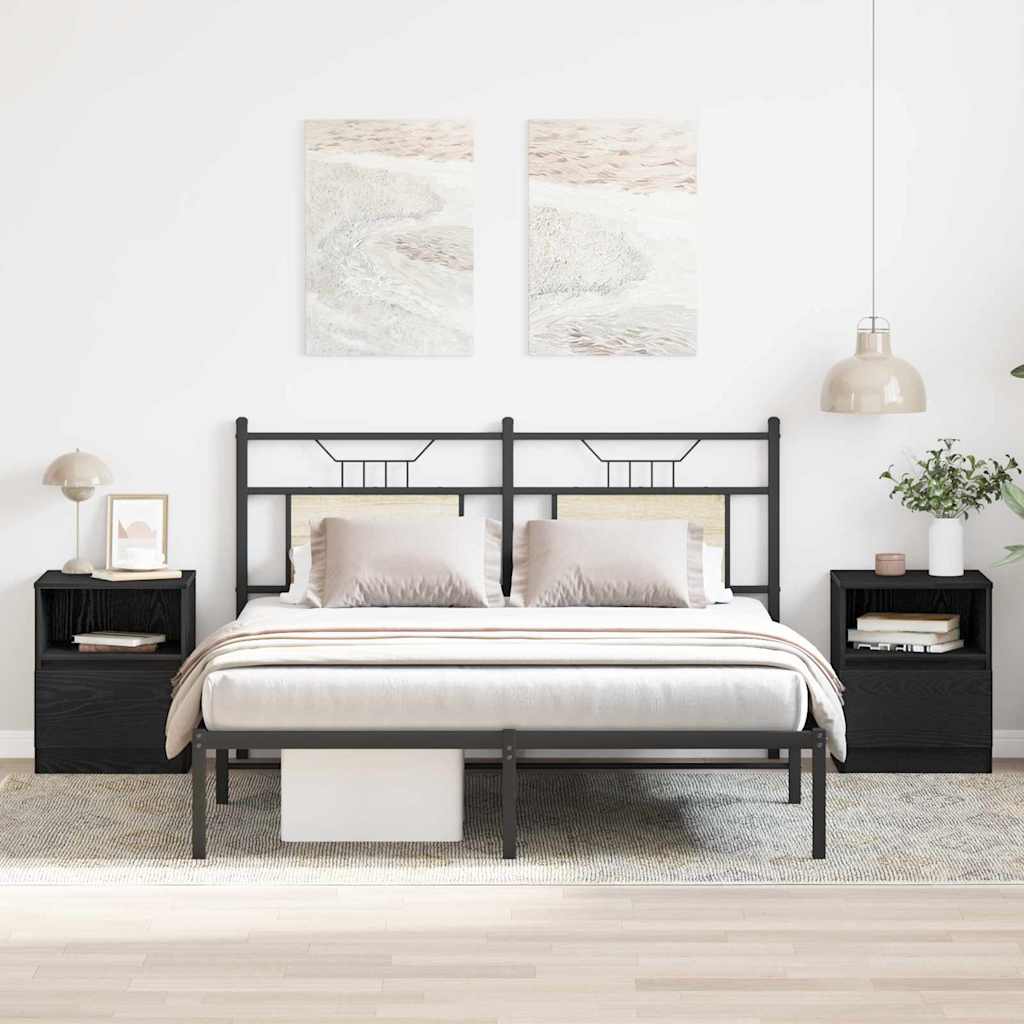 Armadio Da Notte Con Cassetto 2 Pcs Rovere Nero 40 X 40 X 50 cm
