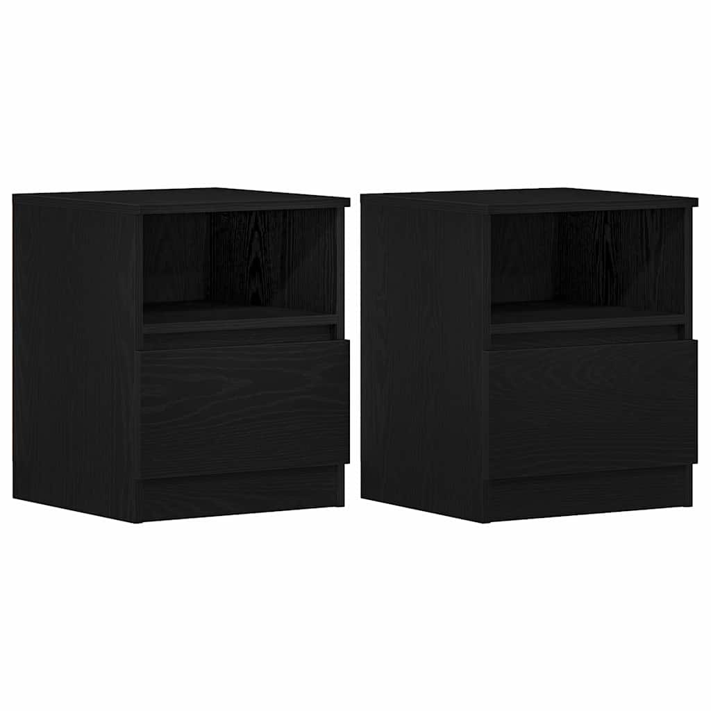 Armadio Da Notte Con Cassetto 2 Pcs Rovere Nero 40 X 40 X 50 cm - Image 6