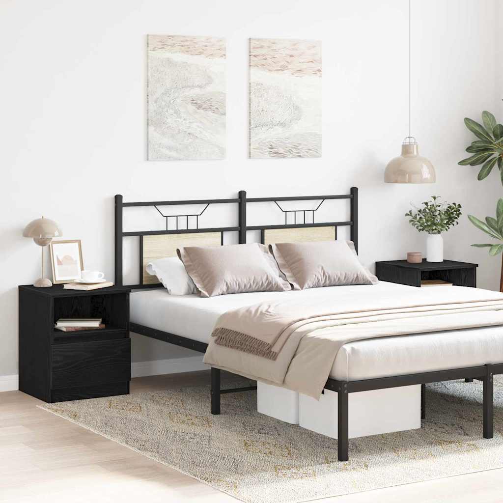 Armadio Da Notte Con Cassetto 2 Pcs Rovere Nero 40 X 40 X 50 cm - Image 4