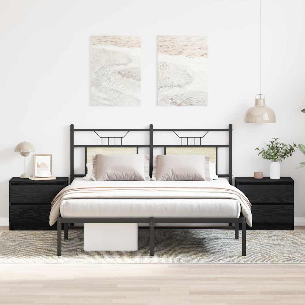 Armadio Da Notte 2 Pcs Rovere Nero 50 X 40 X 43.5 cm