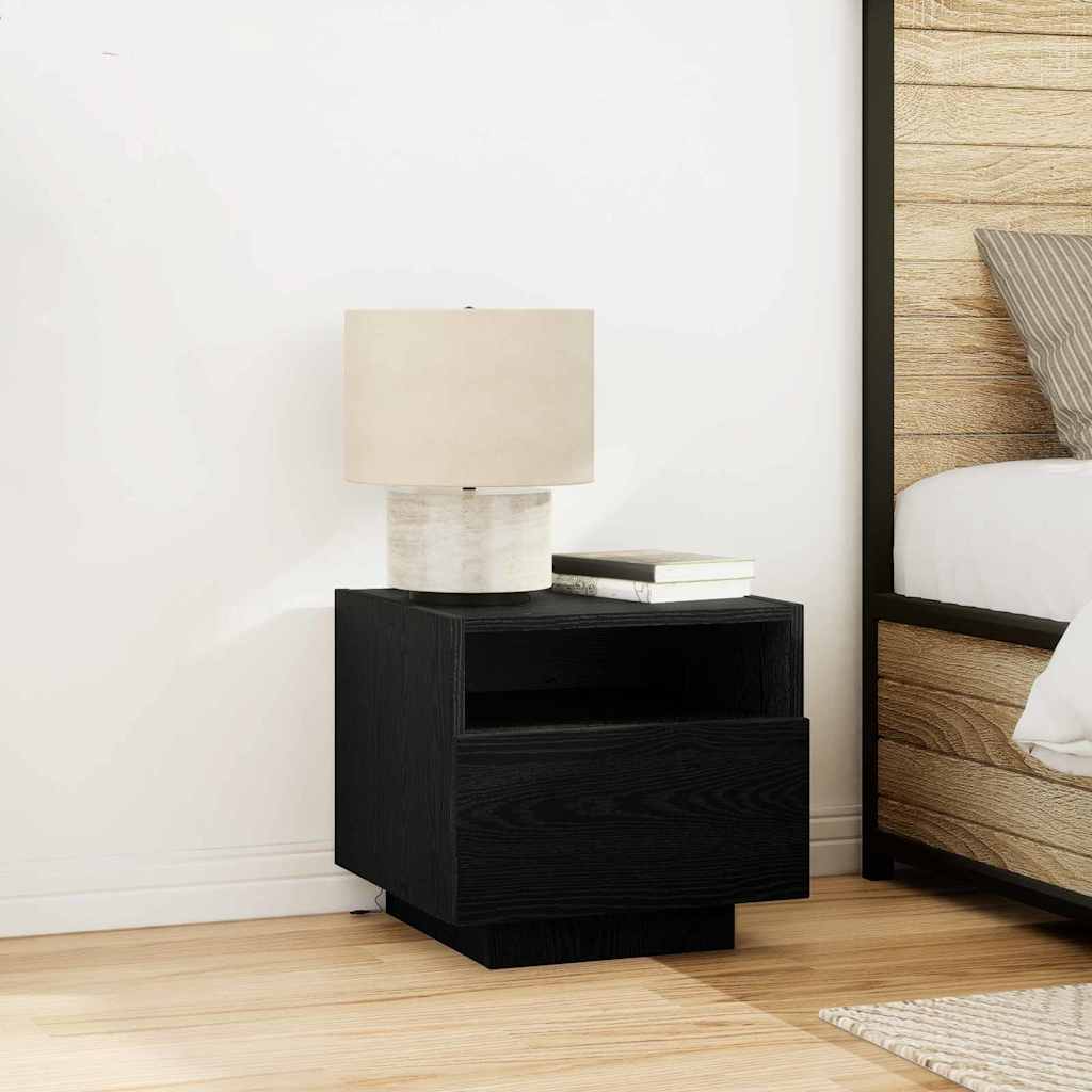 Comodino 2 Pcs Rovere Nero 40 X 39 X 37 Cm Legno Multistrato