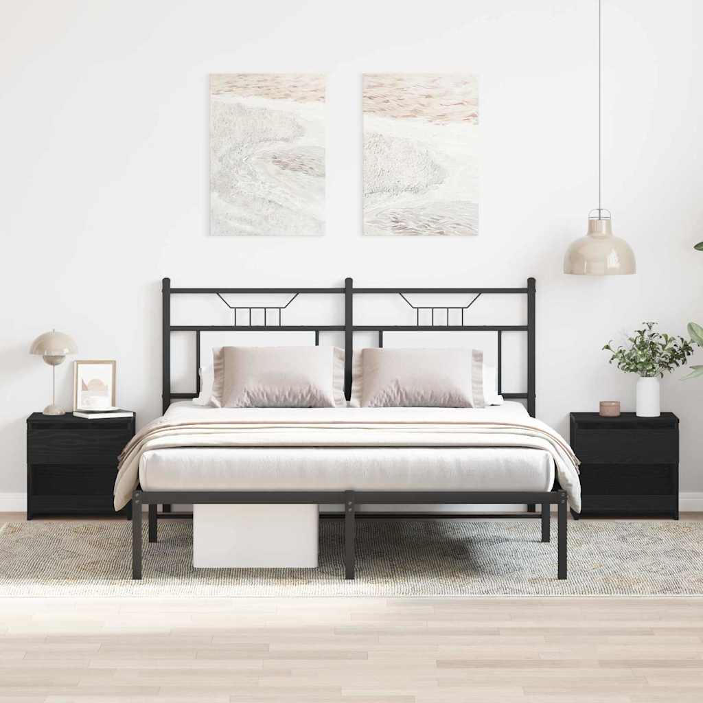 Armadio Da Notte Con Cassetto 2 Pcs Rovere Nero 40 X 30 X 39 cm - Image 4