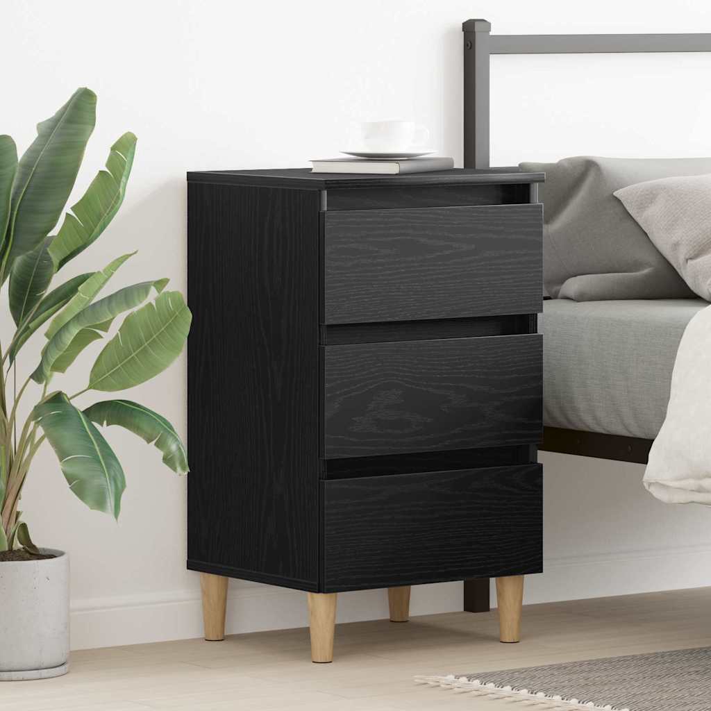 Armadio Da Notte Rovere Nero 40 X 35 X 69 Cm Legno Multistrato