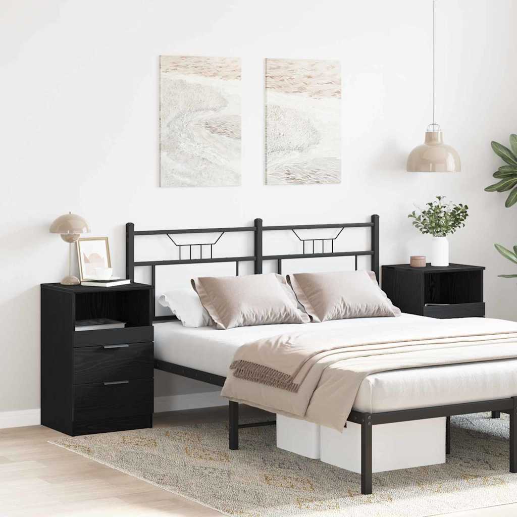 Armadio Da Notte Con Cassetto 2 Pcs Rovere Nero 40 X 35 X 65 cm - Image 4