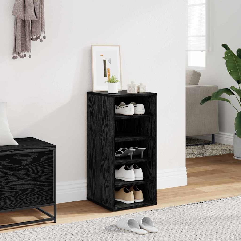 Mobile Per Scarpe Rovere Nero 32 X 35 X 70 Cm Legno Multistrato