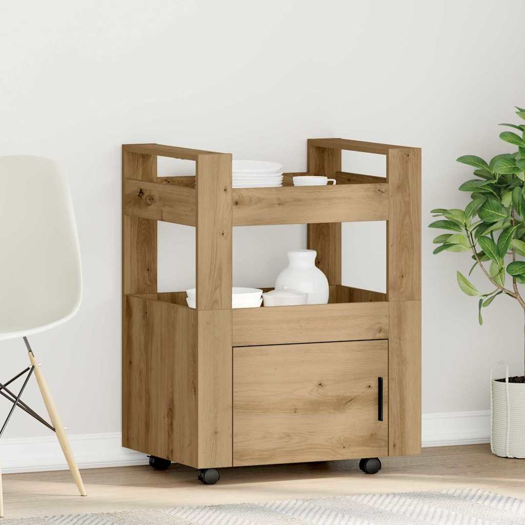 Carrello Da Cucina Rovere Artigianale 60 X 45 X 80 cm