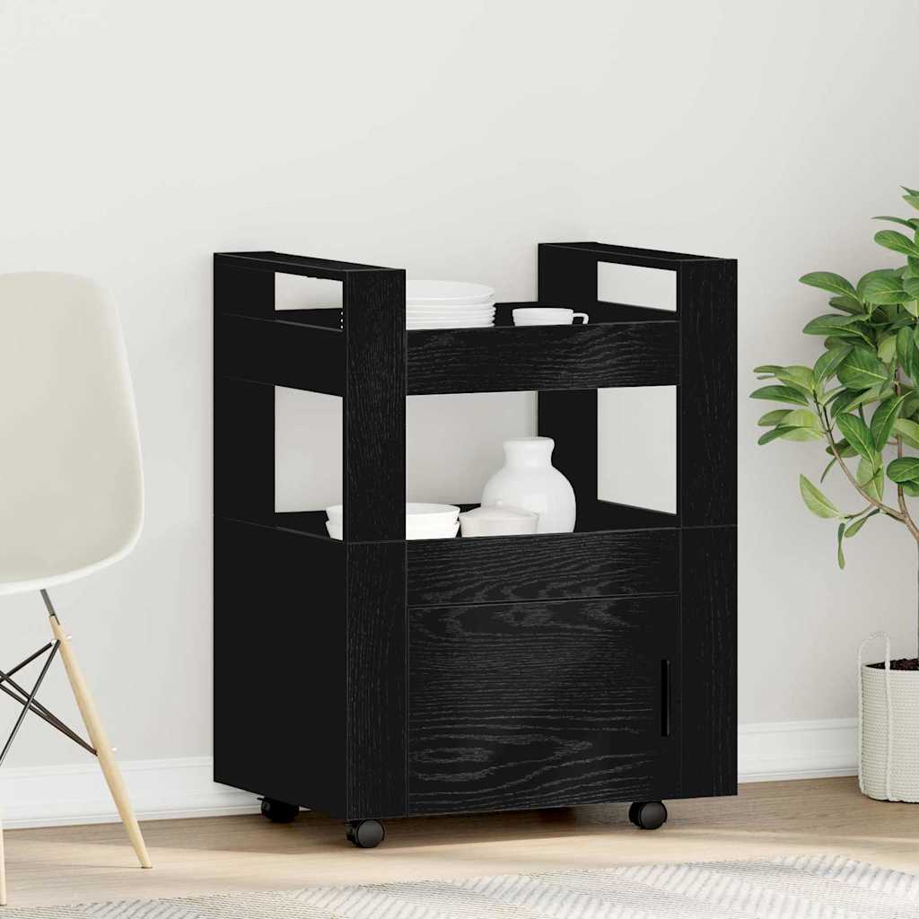 Carrello Da Cucina Rovere Nero 60 X 45 X 80 cm