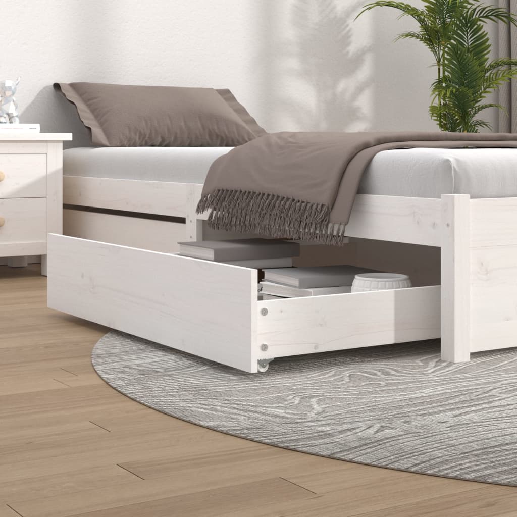 Cassettoni Da Letto 2 Pz Bianchi In Legno Massello Di Pino
