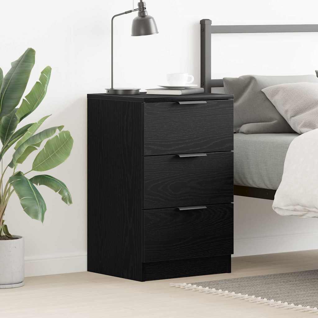 Armadio Da Notte Rovere Nero 40 X 65 X 65 Cm Legno Multistrato
