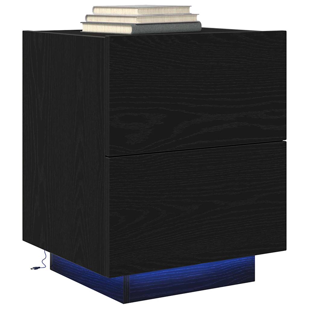 Armadio Da Notte Con Cassetto Con Rovere Nero 45 X 40 X 55 cm - Image 3