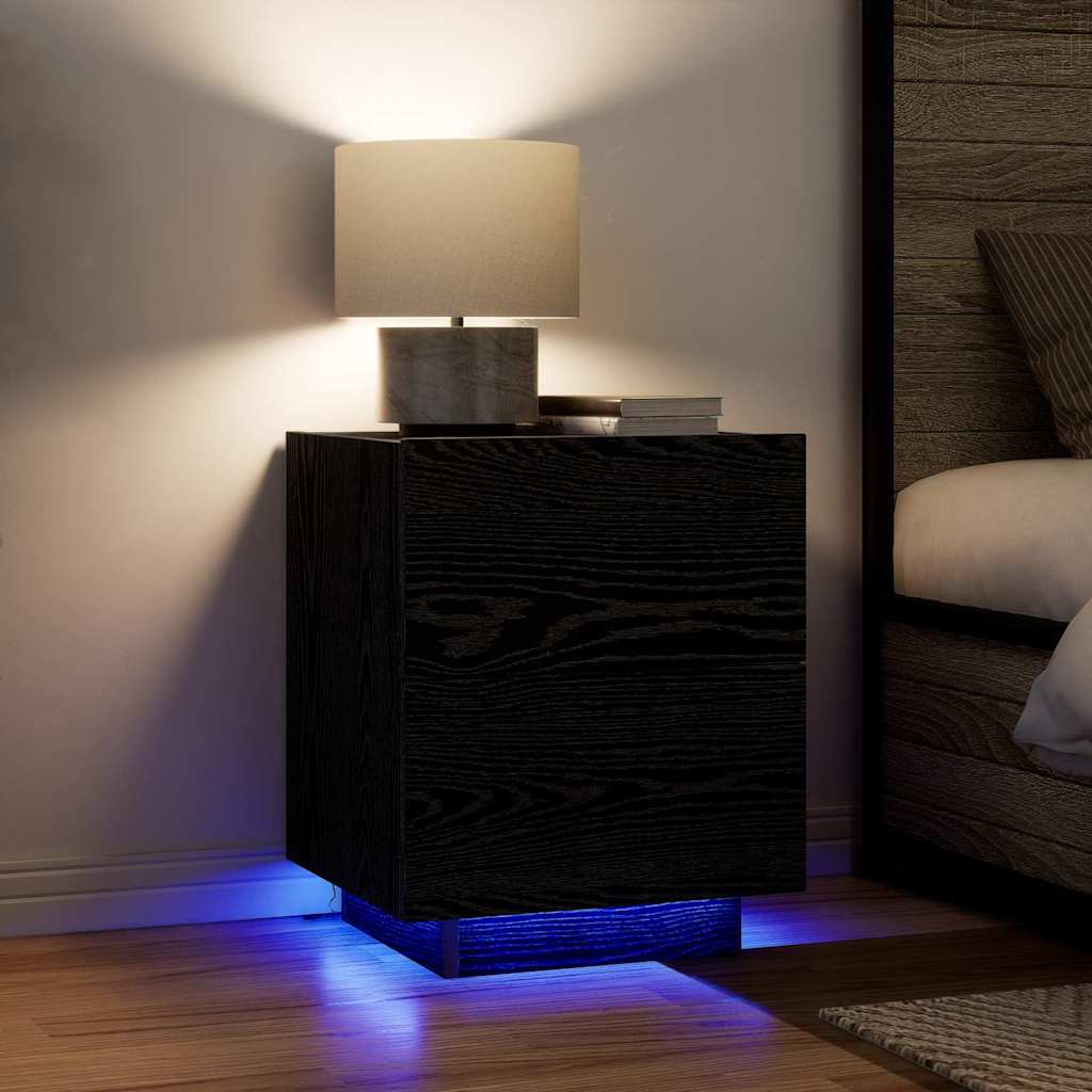 Armadio Da Notte Con Cassetto Con Rovere Nero 45 X 40 X 55 cm - Image 4