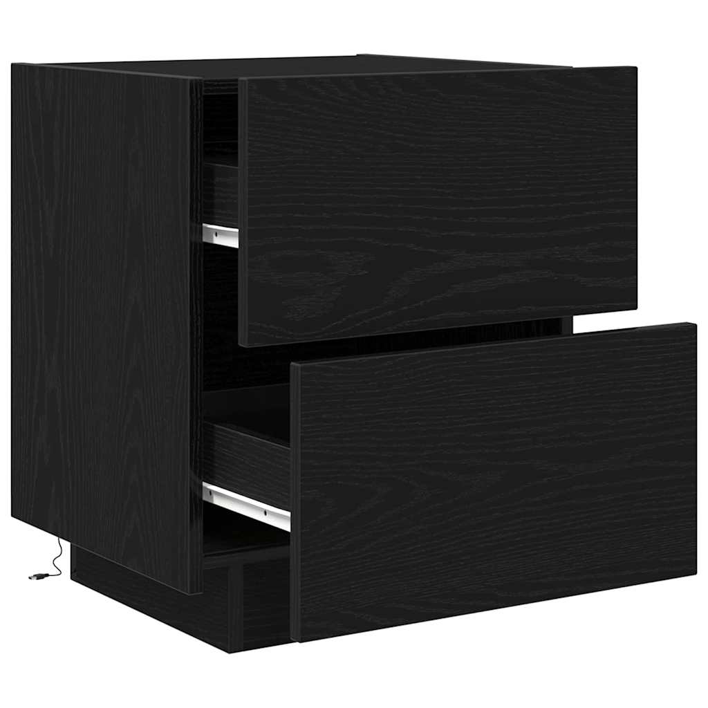 Armadio Da Notte Con Cassetto 2 Pcs Rovere Nero 45 X 40 X 55 cm - Image 6