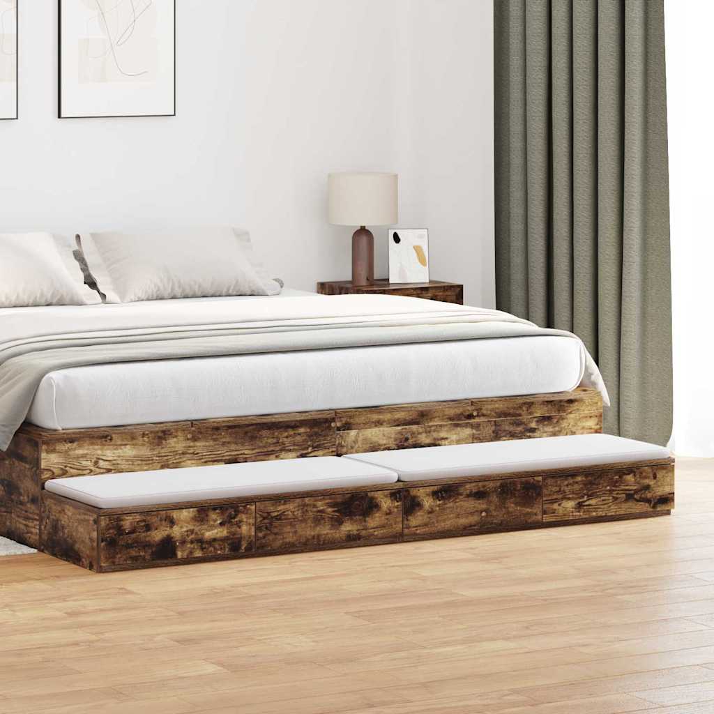 Cassetti Per Letto Rovere Fumo 180 X 36.5 X 16.5 cm