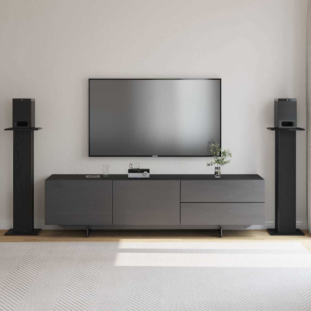 Supporti Per Altoparlanti 2 Pcs Rovere Nero 30 X 30 X 95 cm