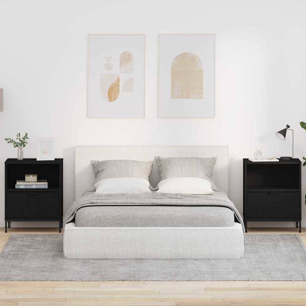 Comodini 2 Pcs Nero 49 X 36 X 61 Cm Legno Multistrato