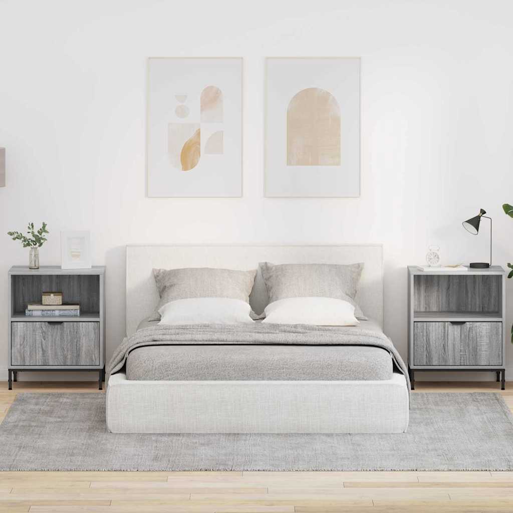 Comodini 2 Pcs Grigio Sonoma 49 X 36 X 61 Cm Legno Multistrato