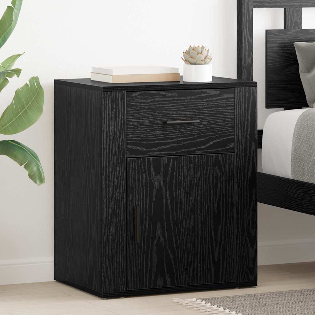 Armadio Da Notte Rovere Nero 50 X 36 X 60 Cm Legno Multistrato