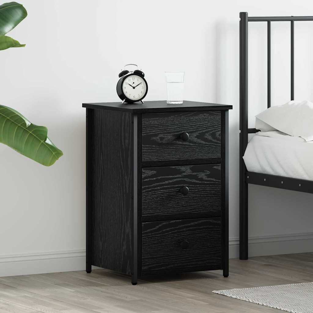 Armadio Da Notte Con Cassetto Nero Legno Recuperato Massello