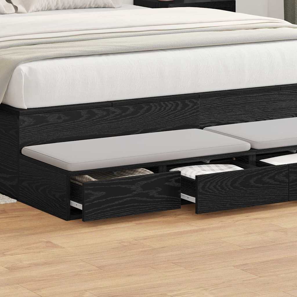 Cassetti Per Letto Rovere Nero 140 X 36.5 X 16.5 cm
