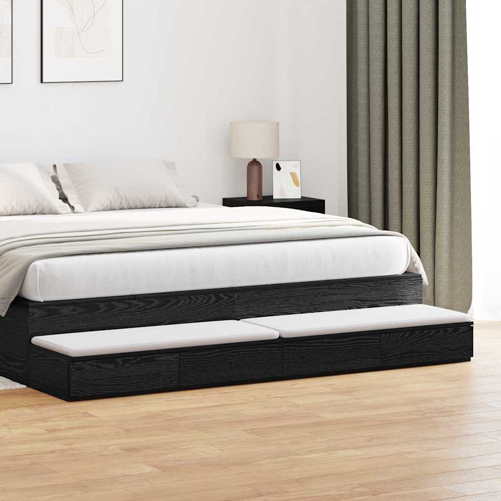 Cassetti Per Letto Rovere Nero 180 X 36.5 X 16.5 cm