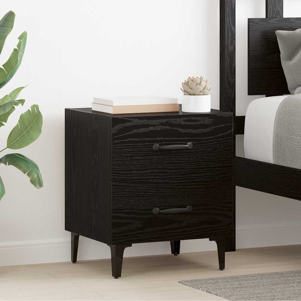 Armadietto Per Letto Con Cassetto Rovere Nero 40 X 35 X 47,5 cm