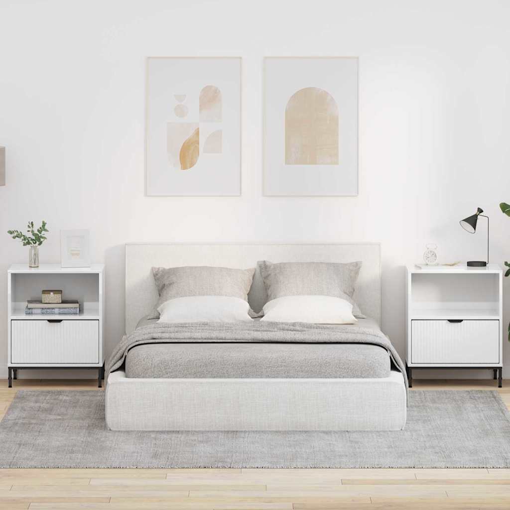 Comodini 2 Pcs Bianco Lucido 49 X 36 X 61 Cm Legno Multistrato