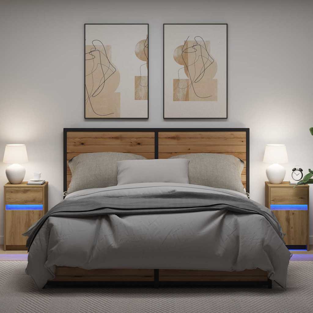 Armadio Da Letto Led 2 Pcs Rovere Artigianale 38 X 34 X 61 cm