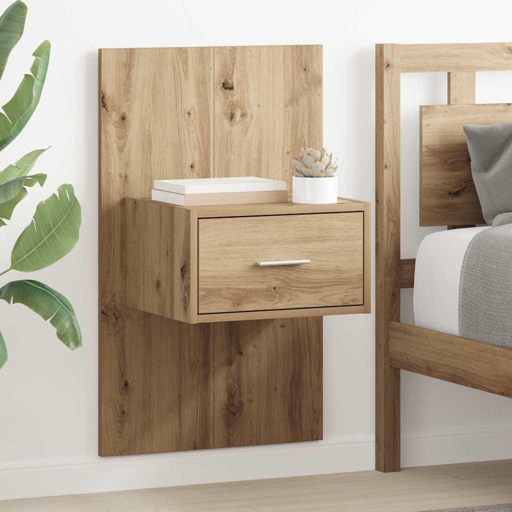 Armadietto Per Letto Con Cassetto 2 Pcs Rovere Artigianale
