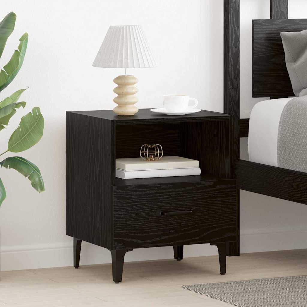 Armadio Da Notte Con Cassetto Rovere Nero 40 X 35 X 47,5 cm