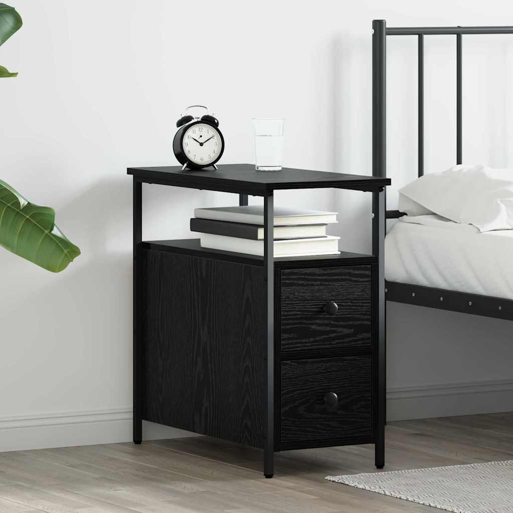 Armadio Da Notte Rovere Nero 30 X 60 X 60 Cm Legno Multistrato