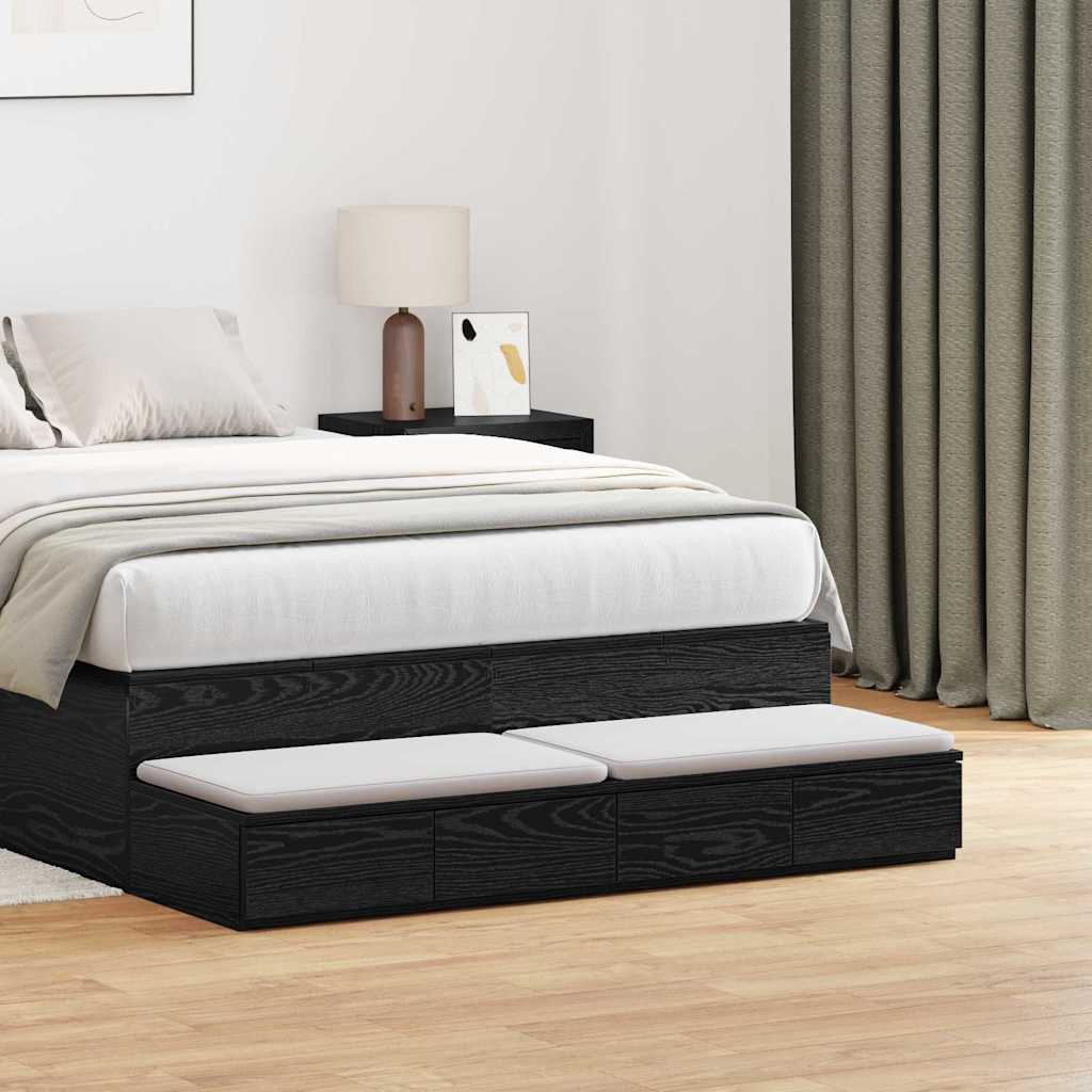 Cassetti Per Letto Rovere Nero 120 X 36.5 X 16.5 cm