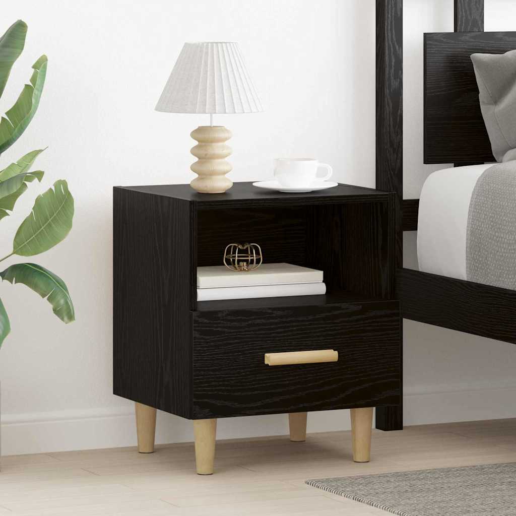 Armadio Da Notte Con Cassetto Rovere Nero 40 X 35 X 47,5 cm